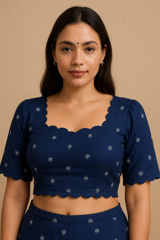 Midnight Scallop Blouse
