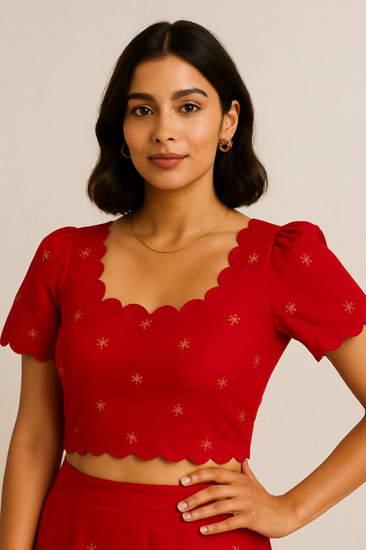 Scarlet Scallop Blouse