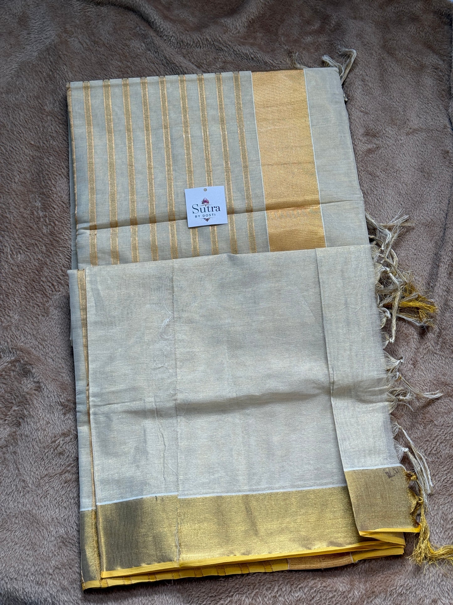 Kerala Kasavu Tissue Sari