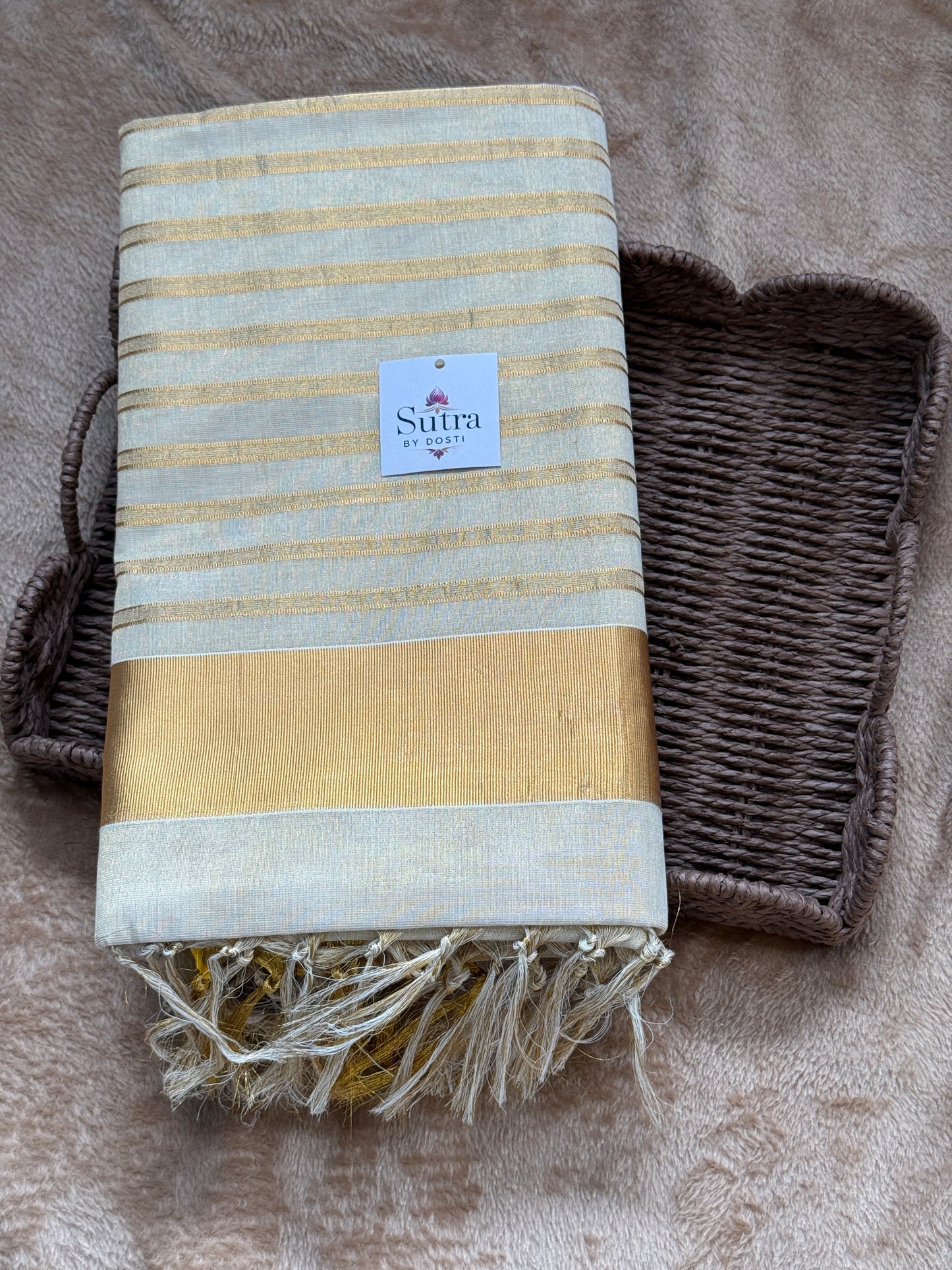 Kerala Kasavu Tissue Sari